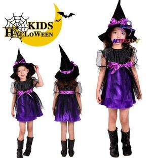 ハロウィン 衣装 子供 魔女 コスプレ 魔法使い コウモリ ヴァンパイア 吸血鬼 ドラキュラ 悪魔 ハロウィン仮装 女の子 キッズ コスチュームの画像