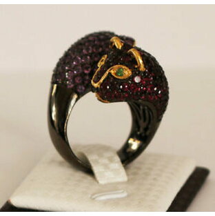 【送料無料】ネックレス バトラーウィルソンパンサーアメジストゴールドシルバーリングサイズbutler and wilson leopard panther rhodolite amethyst gold silver ring size oの画像