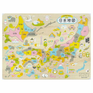 【送料無料】イクモク 木製 知育パズル 日本地図 49ピース 6歳～ かわいい イラスト プレゼント 日本製 デビカ - メール便発送の画像