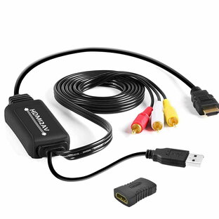 HDMIをコンポジットへ変換 車載用対応 Iseebiz HDMI to RCA/AV/コンポジット 変換アダプター 変換ケーブル 1080P USB給電 車載モニター対応 ソフト不要 アナログ3 RCAの画像