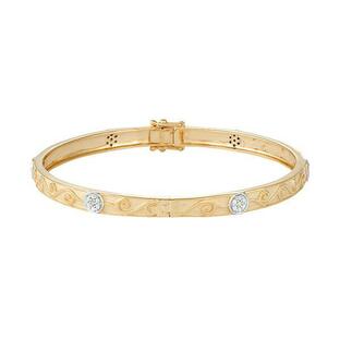 アンブランデッド レディース ブレスレット・バングル・アンクレット アクセサリー 14k Gold Over Silver 1/3 Carat T.W. Diamond Filigree Bangle Braceletの画像