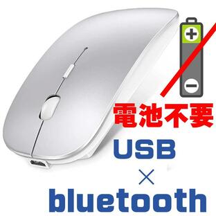 ワイヤレスマウス Bluetooth USB 接続 5.0 マウス 無線 薄型 静音 充電式 省エネルギー 2.4GHz 高精度 売れ筋 Mac Windows シルバー ワイヤレス 対応 かわいいの画像