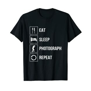 Eat Sleep Photo Repeat ウェディング フォトグラファー カメラマン Tシャツの画像