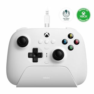 8BitDo Ultimate 3-mode Xboxのコントローラー、ホール効果トリガーとジョイスティック、Xbox Series X|S および Xbox One 用有線、Windows、Androidと互換性があります - 正式にライセンス (White)の画像