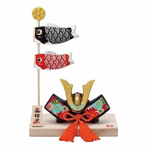 [薬師窯] 五月人形 日本製 端午の節句 ミニ コンパクト 手のひらサイズ 陶器 錦彩 ちりめん 鯉のぼり飾り(兜)の画像