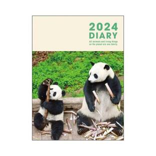 グリーティングライフ 2024年 手帳 A6 パンダ ベージュ 月間ブロック 12月 月曜始まり カバー ペンホルダー付 写真 上野動物園の画像