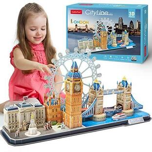 CubicFun 3Dパズル シティライン ロンドン建築建築模型キット バッキンガム宮殿 ビッグベン ロンドンアイ タワーブリッジ 3Dパズル 大人との画像