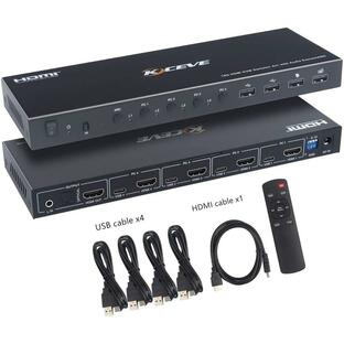 KVM Switch, 4 Computers HDMI KVM Switcher Box Support 4K@60Hz, with USB 2.0 Hub, Audio and ARC Function, Compatible with Windows/Linux/Mac Sの画像