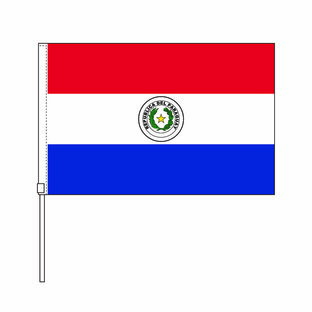 TOSPA パラグアイ 国旗 応援手旗SF 旗サイズ20×30cm ポリエステル製 ポール31cmのセットの画像