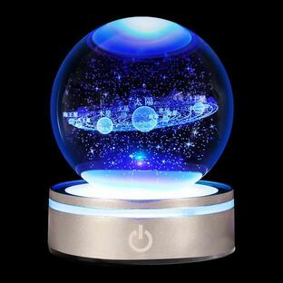 3D 太陽系クリスタルボールモデルギフト 宇宙天文学ギフト 惑星 LEDマルチカラー 宇宙の地球儀 ボール 科学 宇宙物理学ギフト 夜灯 子の画像