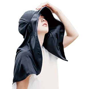 [アルファックス] 日よけ帽子 UVプロテクトフレアハット シャイン レディース ブラックの画像