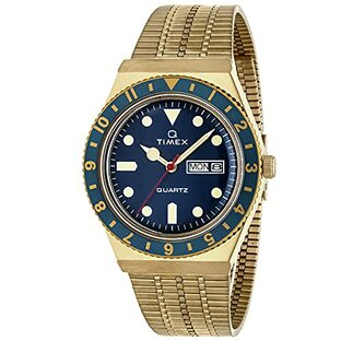 [TIMEX] 腕時計 Ｑ ＴＩＭＥＸ ブルー 文字盤 ステンレススチール アクリル クォーツ 日本製ムーブメント 38MM America アメリカ Watch TW2U62000 メンズ ゴールドの画像