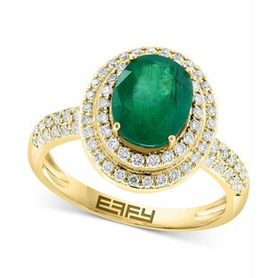 【送料無料】 エフィー レディース リング アクセサリー EFFY® Emerald (1-1/2 ct. t.w.) & Diamond (1/2 ct. t.w.) Double Halo Ring in 14k Gold Yellow Goldの画像