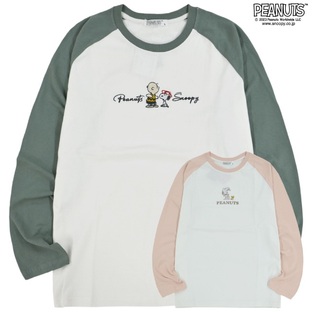 スヌーピー Tシャツ ロンT 刺繍 ラグラン SNOOPY PEANUTSの画像