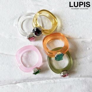 指輪 リング レディース アクリル ビジュー ストーンカラー かわいい おしゃれ ルピス LUPISの画像