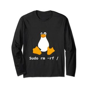 コンピューター - Sudo rm -rf / Tux Linux ペンギン - プログラマー 長袖Tシャツの画像