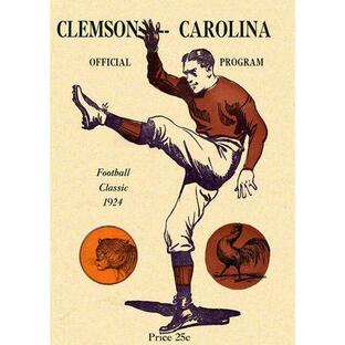 NCAA - 1924 South Carolina vs. Clemson 36 x 48 Canvas Historic Football Printの画像