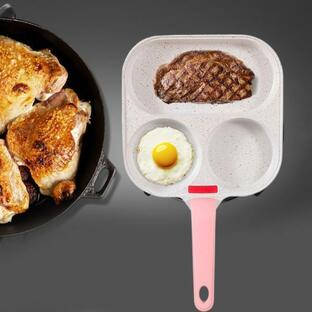 朝食用フライパン エッグ クッカー パン エッグ ステーキ フライパン 調理用 バーガー ピンク ハンドルの画像