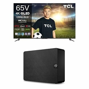 【Amazon.co.jp 限定】TCL 65C646 65V型 4K 液晶テレビ ネット動画対応 （Google TV） スマートテレビ 4Kチューナー内蔵 2023年モデル+Seagate 外付ハードディスク 8TB テレビ録画/4K対応 データ復旧3年付 3年保証 静音 Expansion HDD STKP8000400の画像