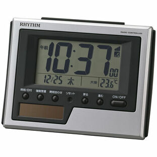 RHYTHM（リズム）ソーラー卓上デジタル 置き時計 [電波 スイープ アラーム カレンダー] 108×45×83mm 8RZ215SR19 1個の画像