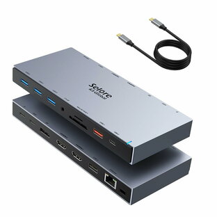 【15 in 1】USB C ドッキングステーション type c HDMI 2つ DP DP1.4 4K 2画面 3画面モード デュアル トリプルディスプレイ 100W 急速充電 有線LAN RJ45/3.5mm オーディオジャック/USB-A 3.1/3.0/2.0/USB-C/PD+SD&の画像