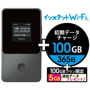 インスタントWi-Fi データ通信付きポケットWiFi 買い切りプリペイド型モバイルルーター 有効期間365日 ギガ追加チャージ 100GBプラン+追加5GBプレゼントの画像