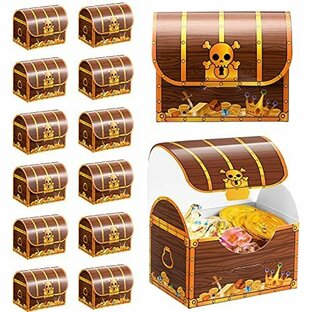 24 宝箱 箱 段ボール製 海賊 宝物 おやつ 海賊 プレゼント グッディーボックス 宝物 キャンディ 記念品ボックス ハロウィン 宝物 狩猟 ゲームの画像