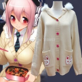 高品質 高級コスプレ衣装 すーぱーそに子 風 セーター コスチューム Super Sonico Cosplay Costume Ver.12の画像