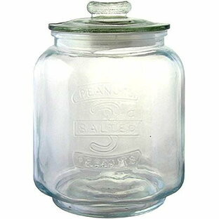 リビング ガラス瓶 キャニスター ガラス クッキージャー Sサイズ 目安容量約 3.0L 径16x高さ23cm クリア アーモンドの画像