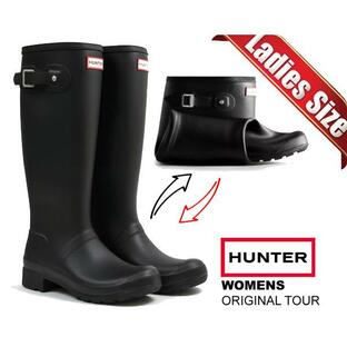 ハンター ウィメンズ オリジナル ツアーブーツ HUNTER ORIGINAL TOUR BLACK wft2210rma-blk レディース ブラック 防水 折り畳み レインブーツ パッカブルブーツの画像
