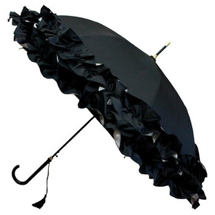 アズアズ 晴雨兼用遮光ジャンプ長傘(二段フリル)(ブラック) 712128の画像