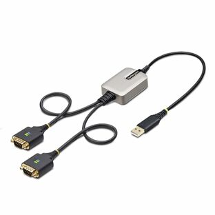StarTech.com USB - RS232Cシリアル変換ケーブル／ストレート／USB 2.0接続／61cm／2ポート D-Sub 9 ピン／オス-オス／FTDI FT232R／COM番号保持機能／着脱式ねじ ナット付属／ESD保護／各種OS対応／DB9シリアルコンバーター 2P1FFC-USB-SERIALの画像