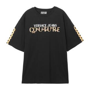 ヴェルサーチェ VERSACE JEANS COUTURE クルーネックTシャツ ブラック メンズ 75gahf01-cj00f-g89の画像