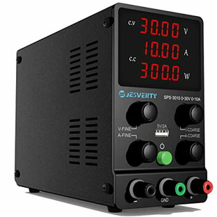 Jesverty直流安定化電源SPS-3010 （30V/10A）、0-30V 0-10A電圧電流調整可、スイッチング方式、4桁高精度LEDディスプレイ、5V/2A USB充電ポート、Fine微調整の画像