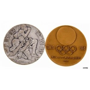【品質保証書付】 アンティークコイン NGC PCGS 1964年 日本 東京オリンピック記念メダル 2 点セット シルバー ＆ ブロンズ- show originの画像