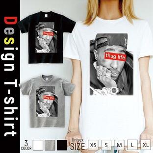 Tシャツ メンズ 半袖 ブランド ユニセックス 2pac hiphop music thuglife street クルーネック プリントTシャツの画像