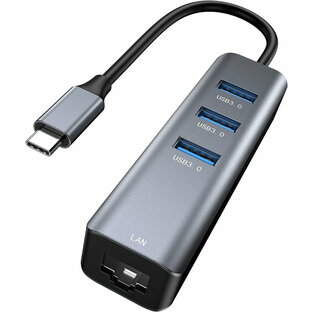 USB C 有線LANアダプター、 Vilcome 4-in-1 USB Type C 有線LAN変換アダプター 3つのUSB-A 3.0ポートウェブ会議対応 / 10/100/1000Mbpsまで RJ45イーサネットポート ドライブ不要 MacBの画像