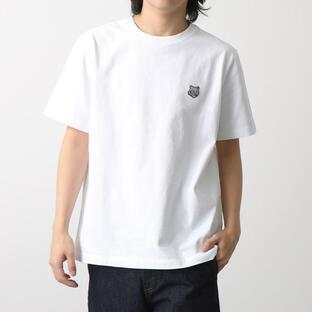 MAISON KITSUNE メゾンキツネ 半袖 Tシャツ MM00108KJ0118 メンズ クルーネック ボールドフォックスヘッド 刺繍 コットン P100/WHITEの画像