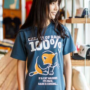 猫 おもしろ かわいい Tシャツ メンズ レディース 半袖 RAIN 100% - デニム ネコ ねこ 猫柄 雑貨 - メール便 - SCOPY スコーピーの画像