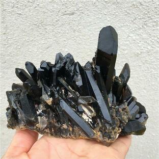 黒水晶 モリオン 水晶 クラスター クオ ツ クリスタル パワーストーン ヒーリング 瞑想 浄化 原石の画像
