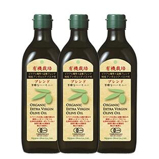 送料 無料 エキストラバージンオリーブオイル 日本オリーブ 有機栽培エキストラバージンオリーブオイル ブレンド 450g (３本組) オリーブマノンの画像