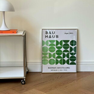 BAUHAUS green graphic シルバーフレーム アートポスター 50×40cm【ART OF BLACK】の画像
