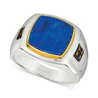 ルヴァン リング アクセサリー メンズ Men's Lapis Lazuli & Chocolate Diamond (1/10 ct. t.w.) Ring in Sterling Silver & 14k Gold Silverの画像