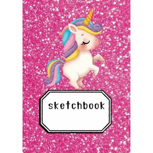 sketchbook: 可愛いノート ユニコーン たっぷり使える100ページ小学生 自由帳 おえかき 落書き帳 ピンクの画像