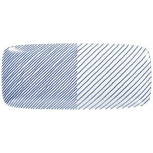 白山陶器 長焼皿 青 重ね縞 (約)25×11cm KASANEJIMA 波佐見焼 日本製の画像