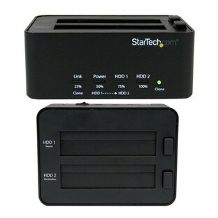 StarTech SATDOCK2REU3 [HDD/SSD スタンド (USB 3.0接続/2ベイ/複製 &完全消去 PC不要/トップローディング デュープリケーター/ハードドライブドッキングステーション)]の画像