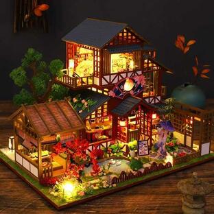 DIY木製ドールハウスミニチュアビルディングキットドールハウス家具付き日本製casaドールハウス女の子のための手作りのおもちゃギフトの画像
