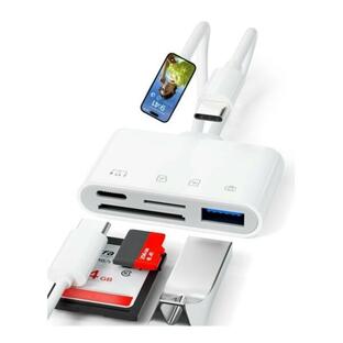 Hoshi Zora iPhone iPad用SDカードリーダー 4-in-2 Lightning - USBアダプタ SD/TFカード/タイプCオーディオアダの画像