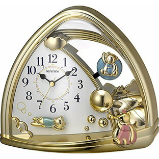 リズム 置き時計 アナログ クマの 振り子 金色 ファンタジーランドSR 4SG762SR18の画像