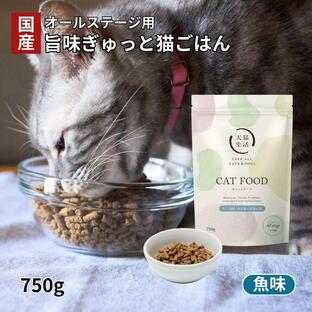 犬猫生活 キャットフード オールステージ 金沢港の朝獲れ魚味 1袋（750g） [ 総合栄養食 グレインフリー で 子猫 から シニアまで 生涯の健康維持をサポート ]の画像